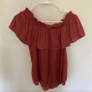 Rust off the shoulder top